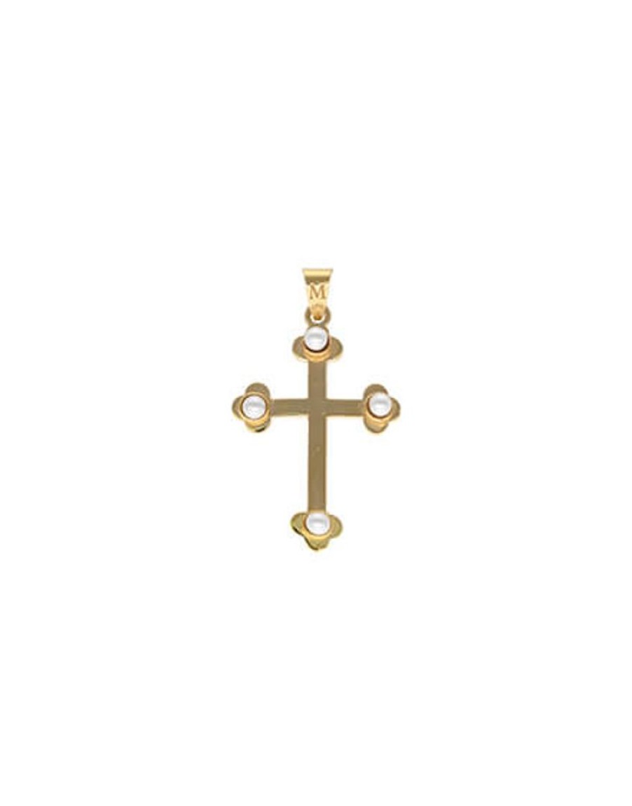 MAJORICA Gold Trinity Cross Pendant With Pearls | Pendant Chain