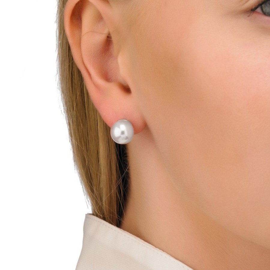 MAJORICA Earrings Lyra Silver With 10Mm White Pearl | Pearl Stud Earrings