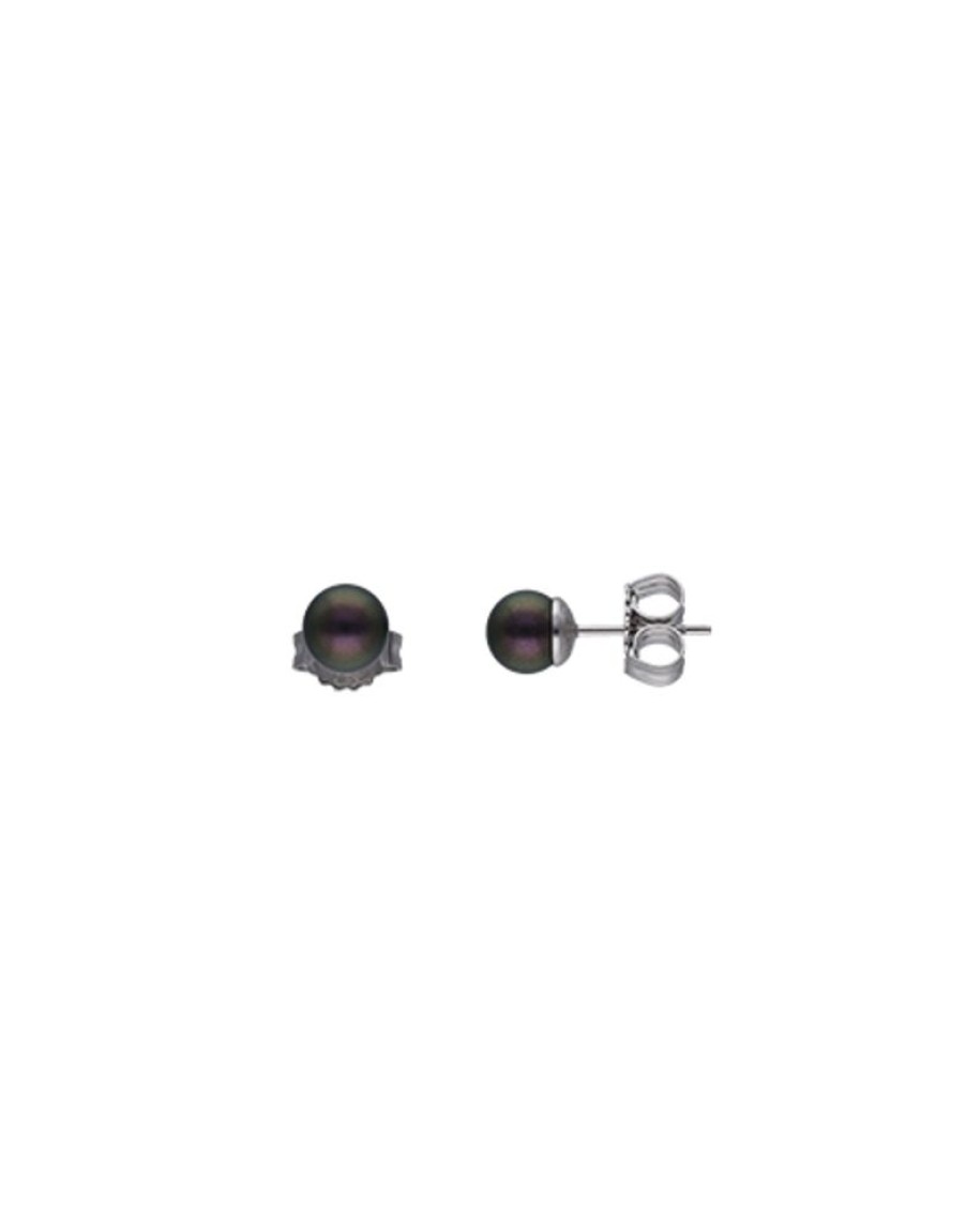 MAJORICA Silver Earrings Lyra With 6Mm Tahiti Pearl | Pearl Stud Earrings