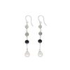 MAJORICA Algaida Long Fish Wire Earrings, Silver And Black | Pearl Drop Earrings