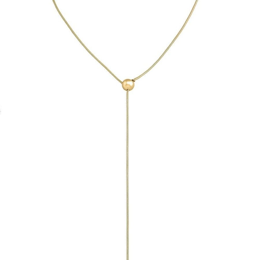 MAJORICA Golden Steel Long Necklace Aura | Pearl Chain Necklaces