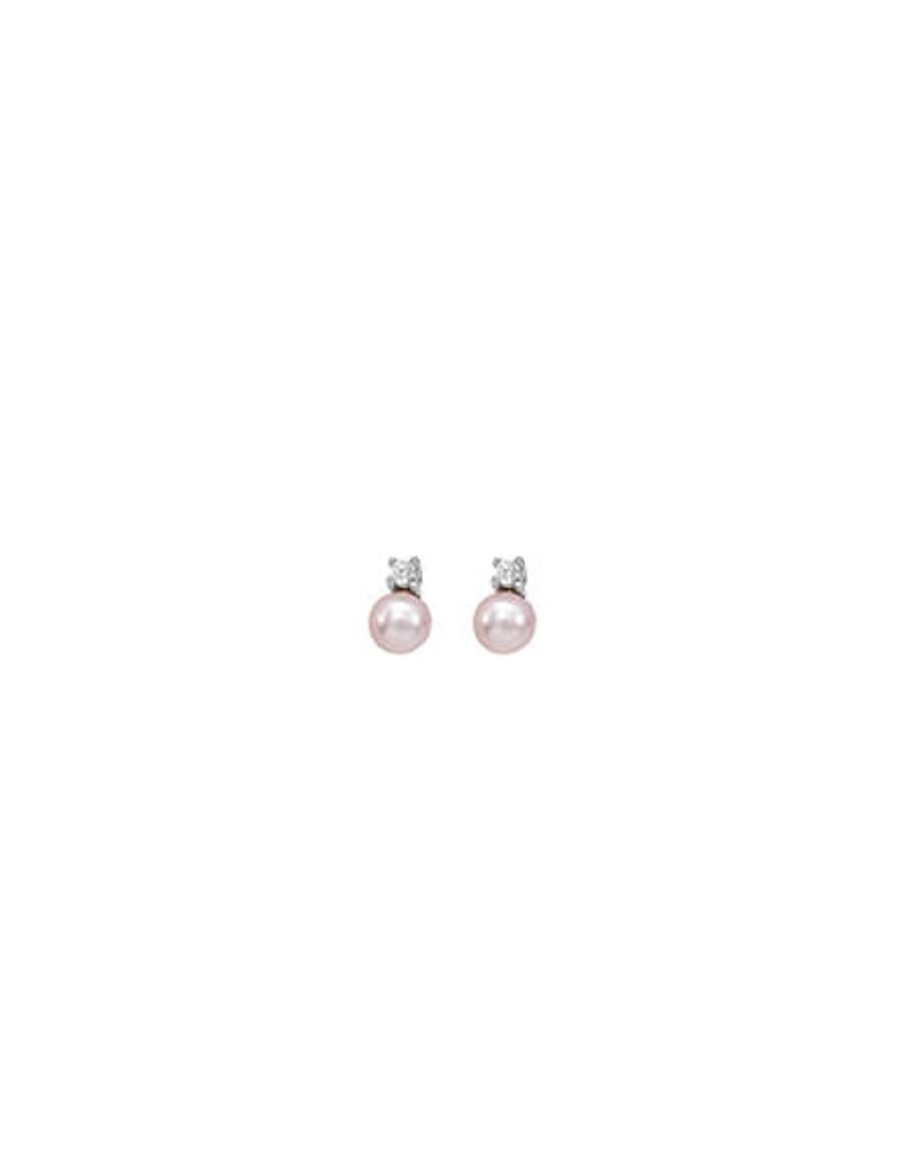 MAJORICA Earrings Cies Silver With 4Mm Pink Pearl And Zircons | Baby Earrings