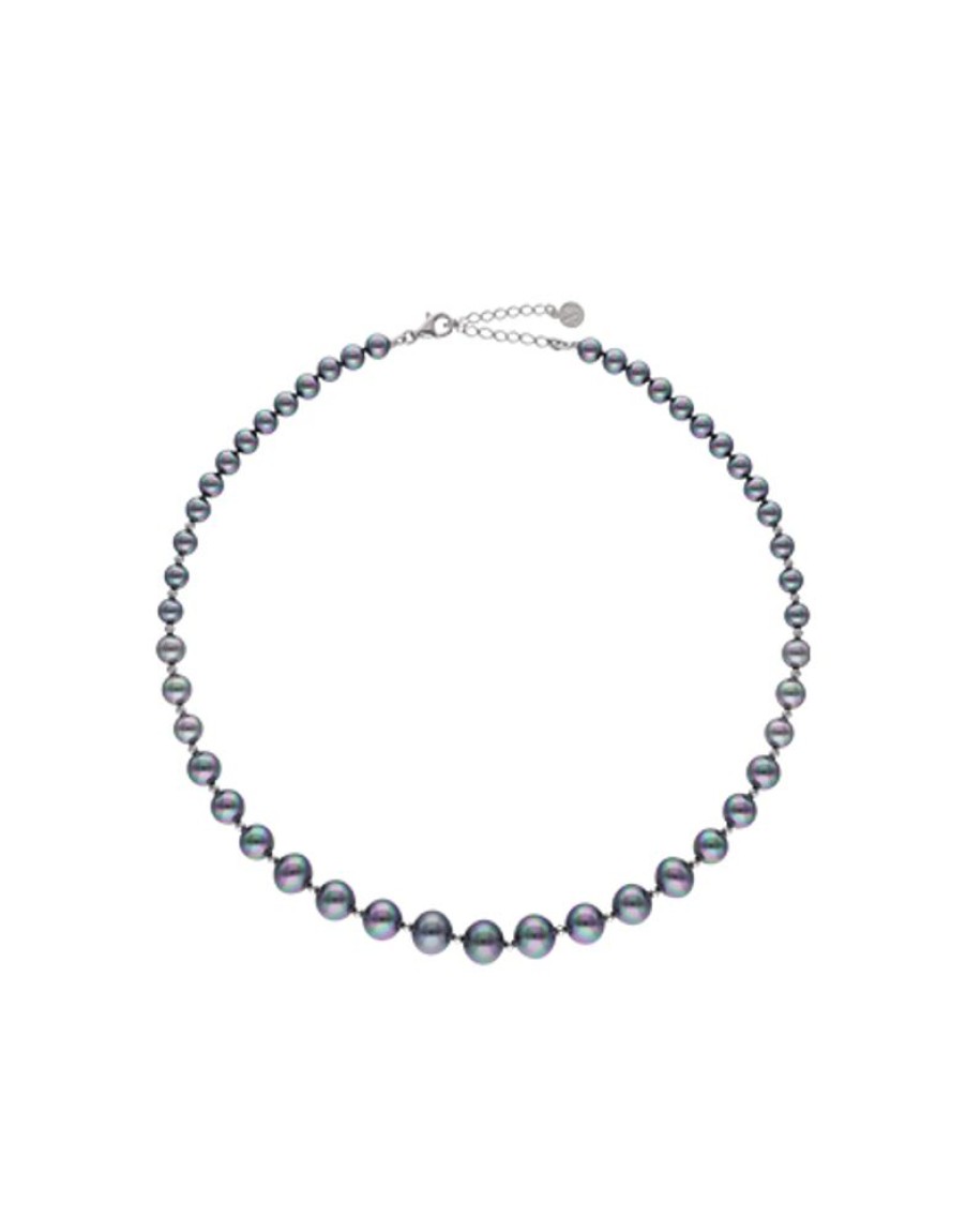 MAJORICA Silver Necklace Lyra 6/10Mm Gray Pearls 43Cm | Long Pearl Necklaces