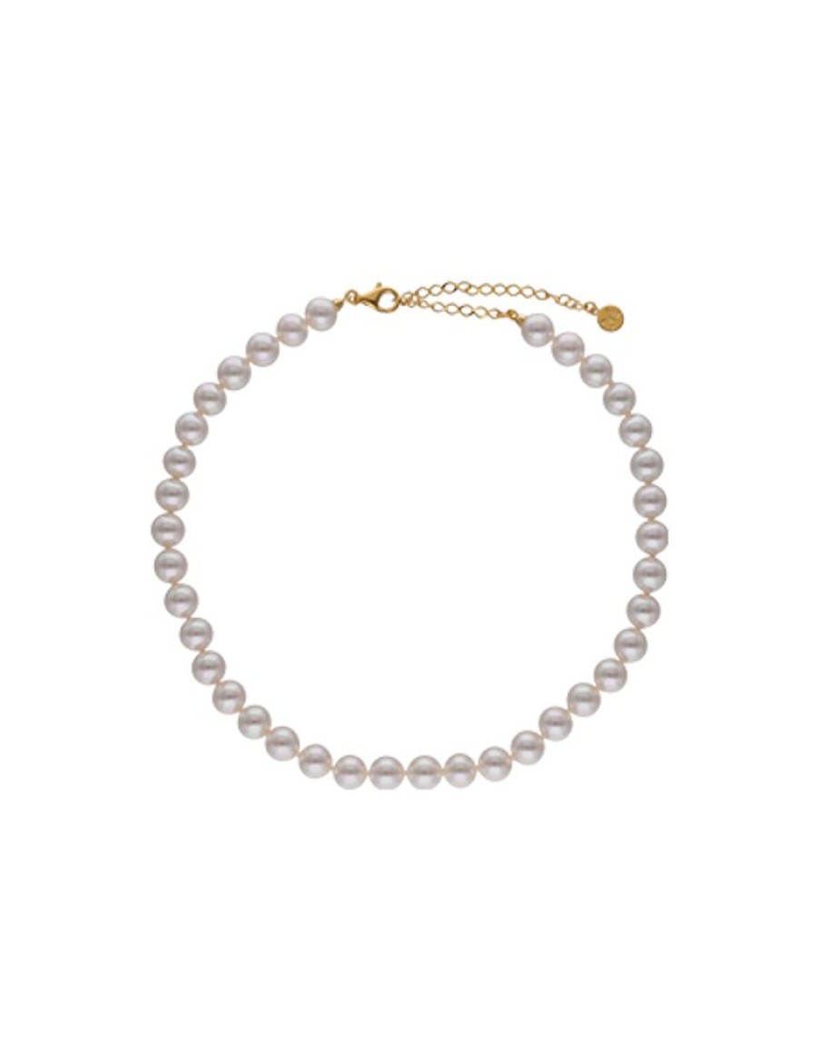 MAJORICA Gold-Plated Silver Necklace Ballet 8 Mm | Long Pearl Necklaces