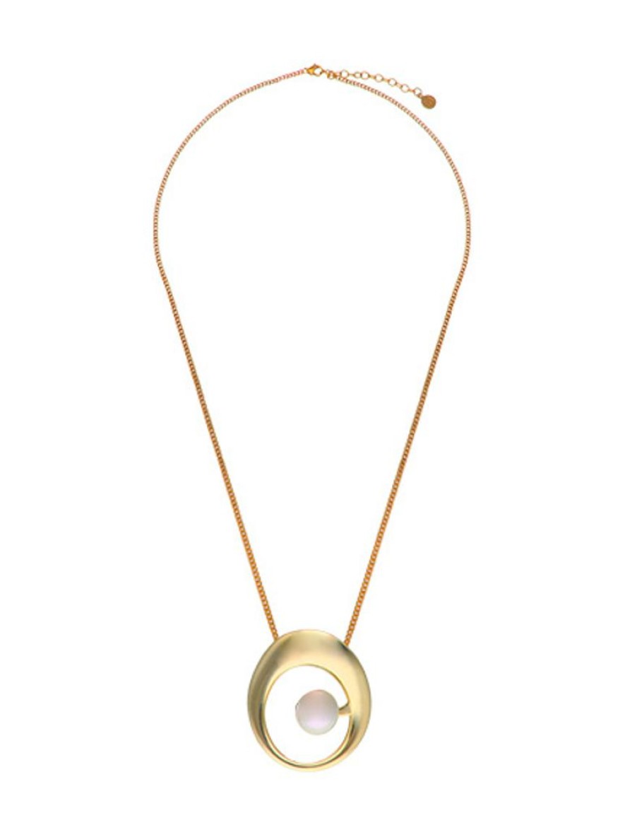 MAJORICA Petra Gold Steel Necklace With Xl Pendant | Pendants With Chain