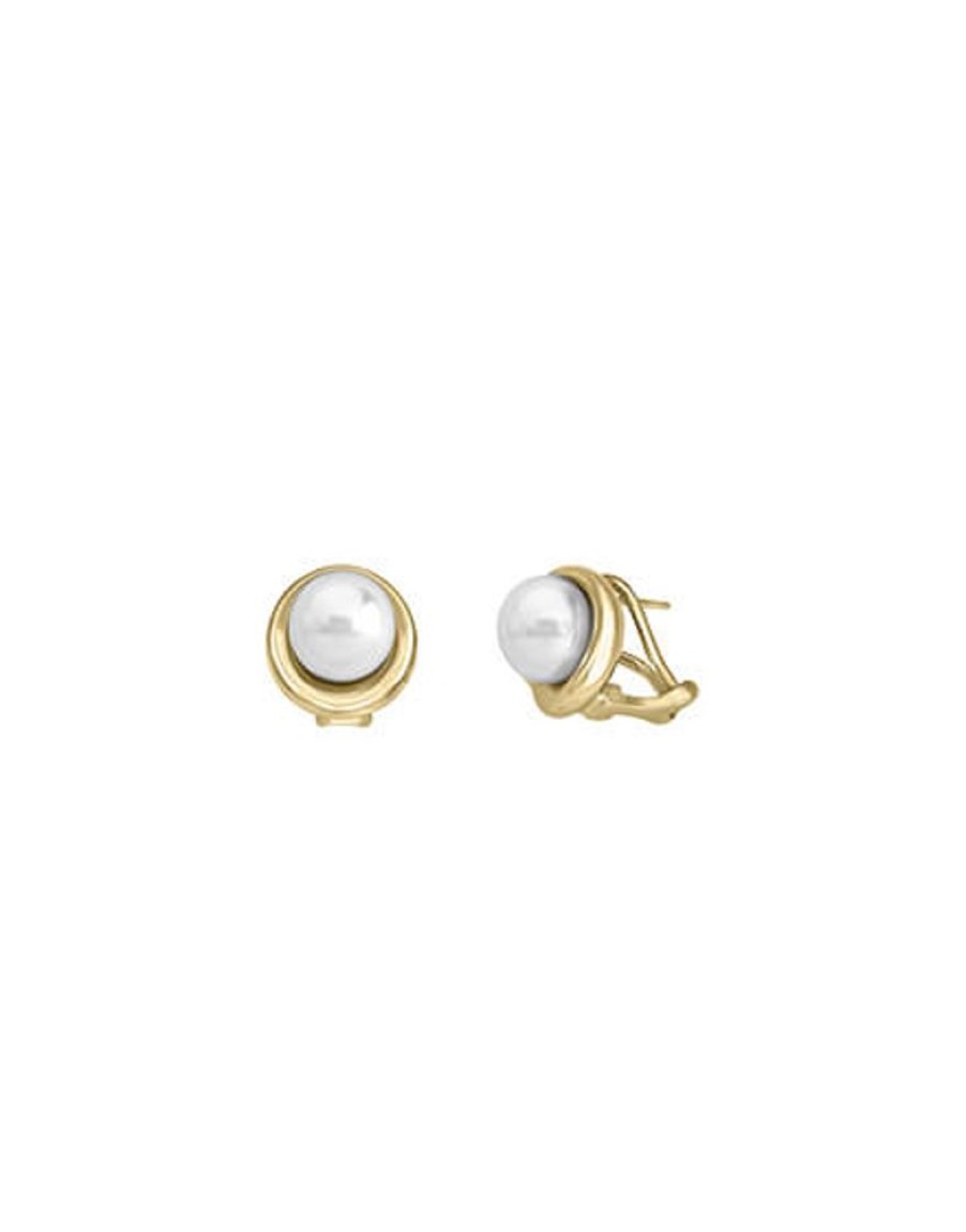 MAJORICA Margot Gold-Plated Earrings With An Embedded Round Pearl | Short Earrings