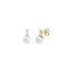 MAJORICA Earrings Selene Gold Plated With 8Mm White Pearl And Zircons | Tu & Yo Earrings