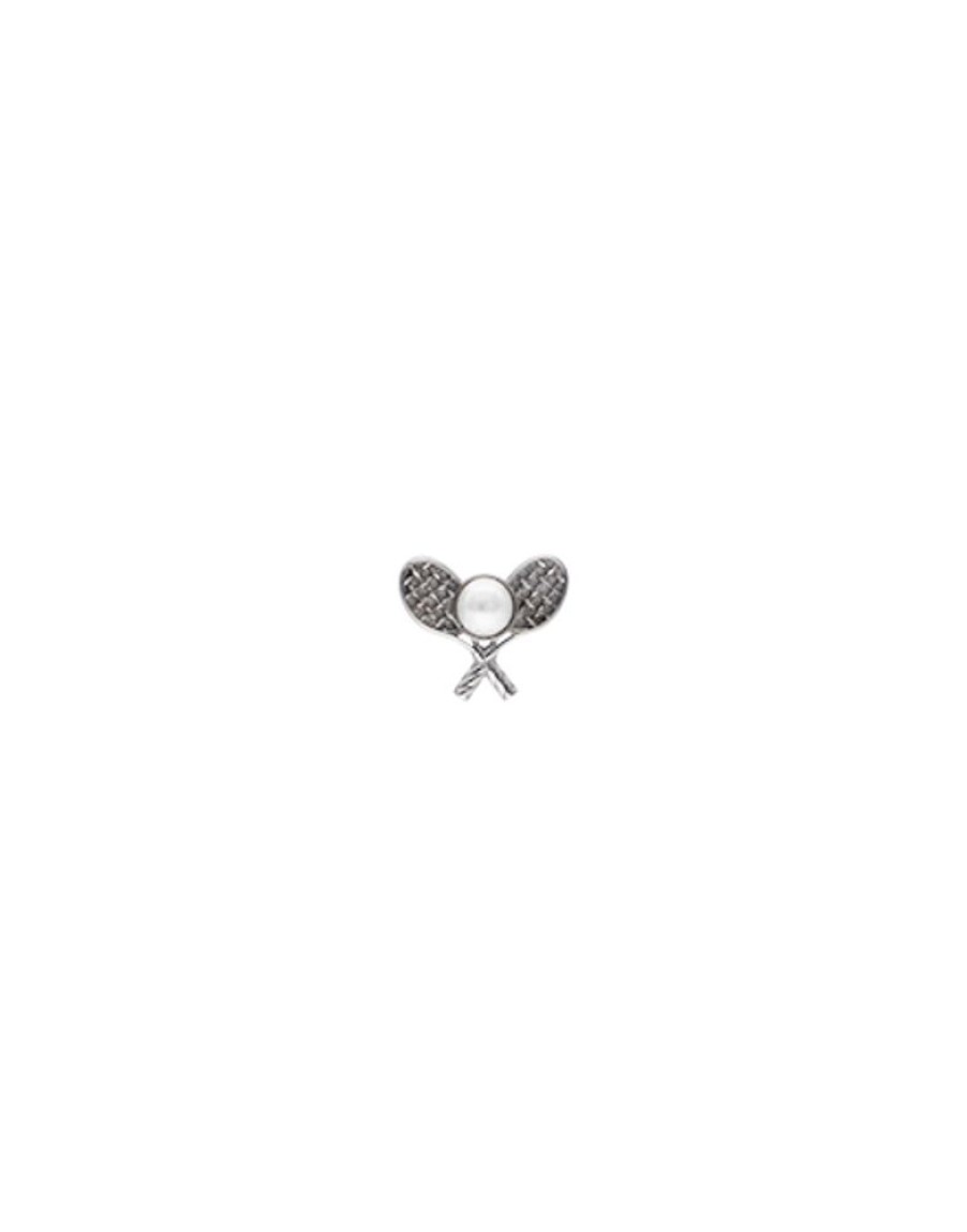 MAJORICA Le Club Tennis Broach In Steel With A Half White Pearl | Pins