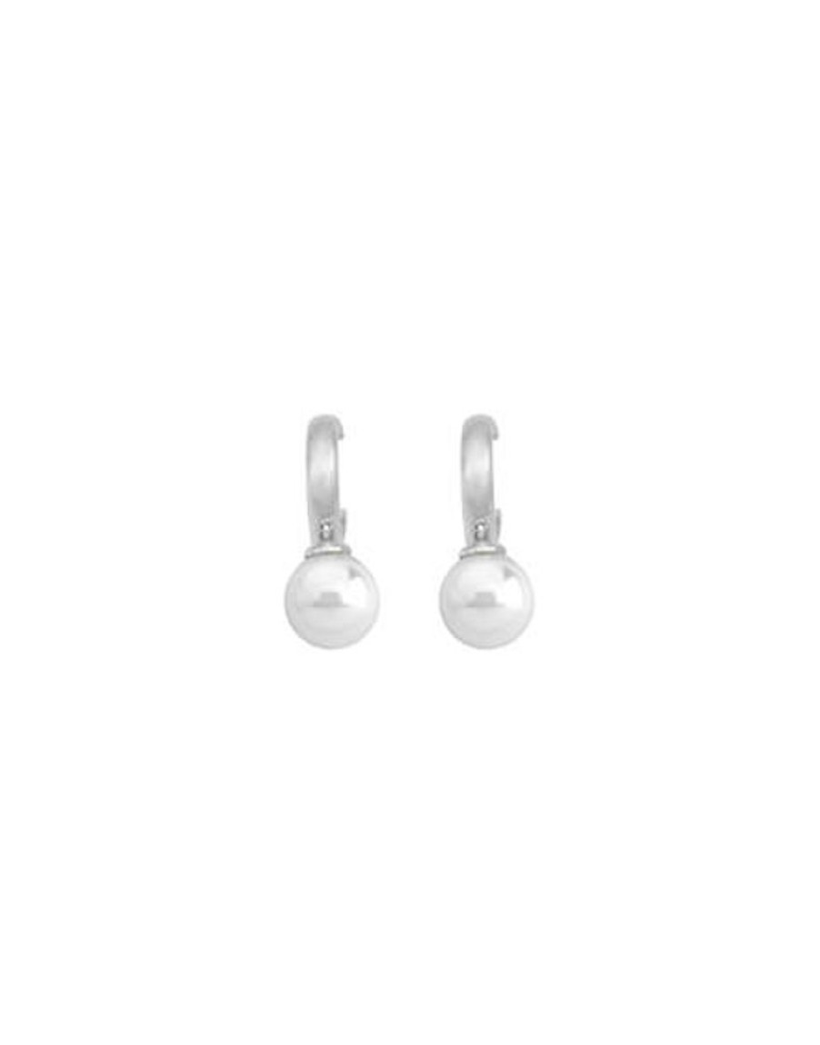 MAJORICA Hoop Earrings Chara In Silver With White Pearl | Pearl Hoop Earrings