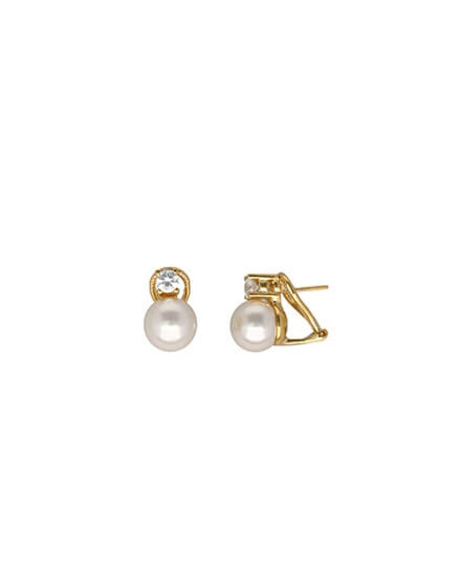 MAJORICA Gold Plated Earrings Selene With 10Mm White Pearl And Zircons | Tu & Yo Earrings