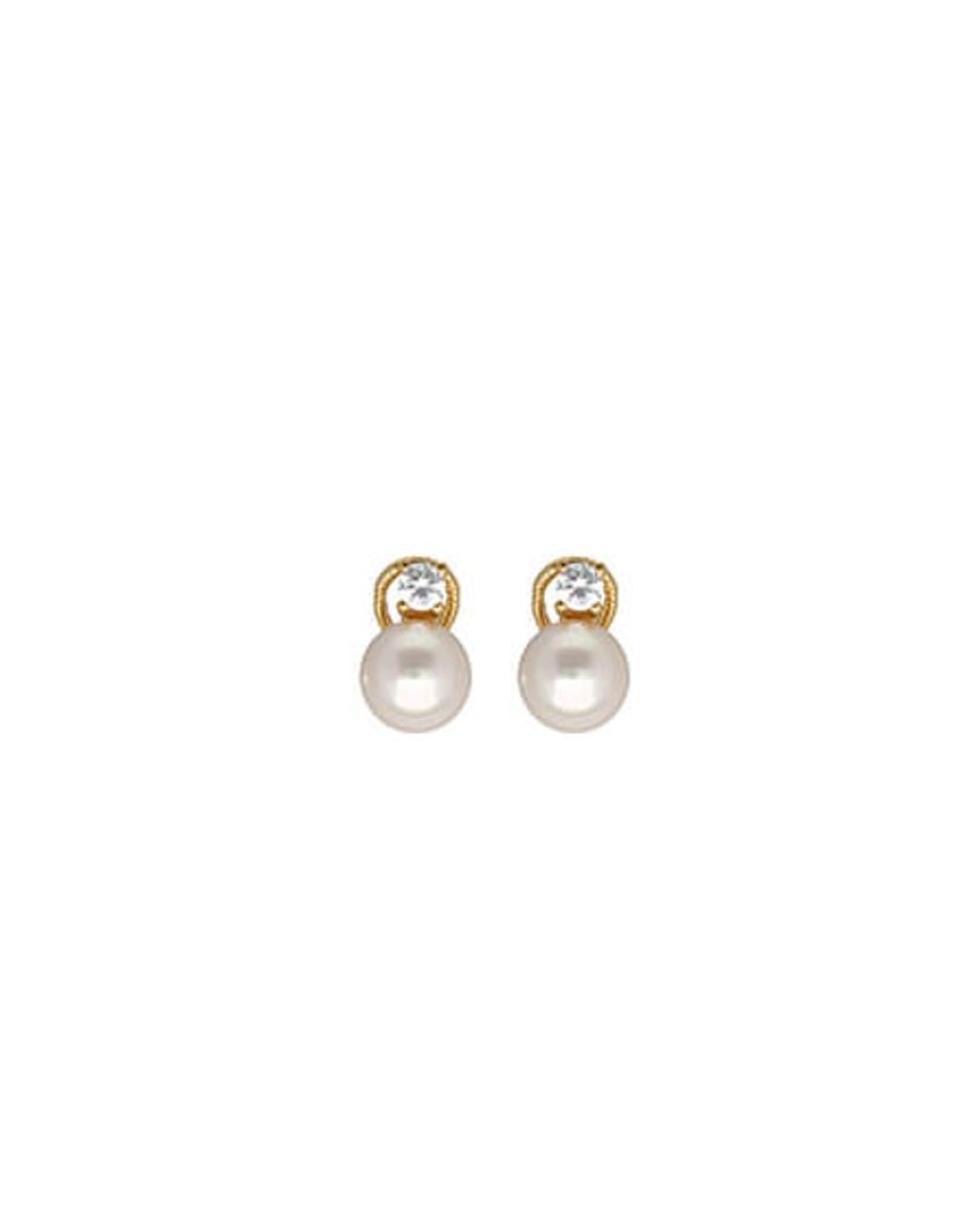 MAJORICA Gold Plated Earrings Selene With 10Mm White Pearl And Zircons | Tu & Yo Earrings