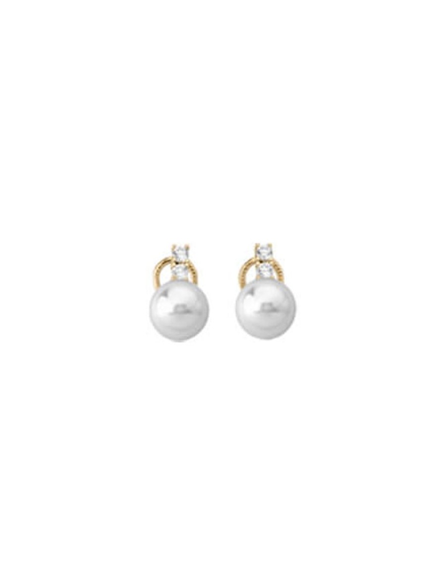 MAJORICA Gold Plated Selene Earrings With 10Mm White Pearls And Zircons | Tu & Yo Earrings