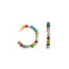 MAJORICA Tutti Frutti Gold Hoop Earrings With Multicoloured Agates | Pearl Hoop Earrings