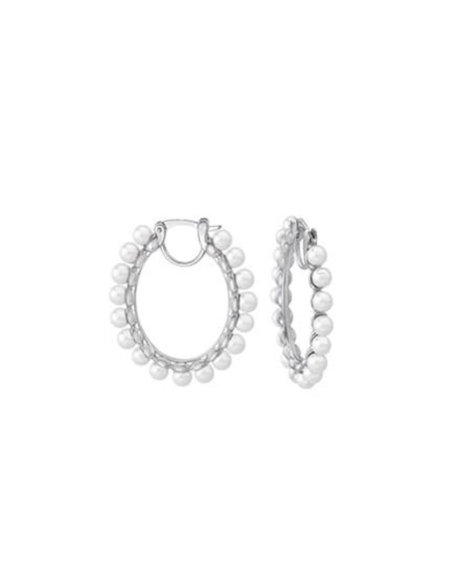 MAJORICA Large Hoop Earrings Ada With Pearls | Pearl Hoop Earrings