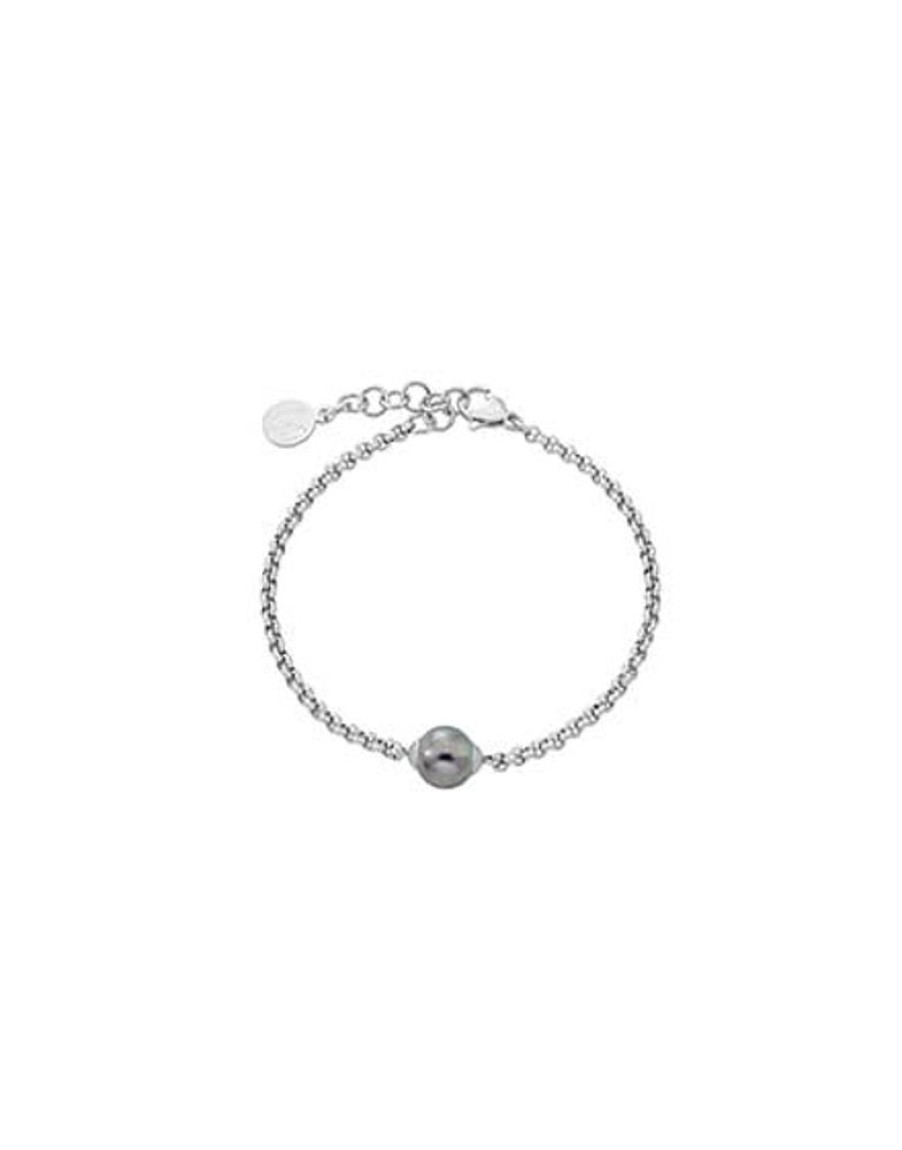 MAJORICA Chain Bracelet Nuada Steel And Gray Pearl | Chain Bracelets