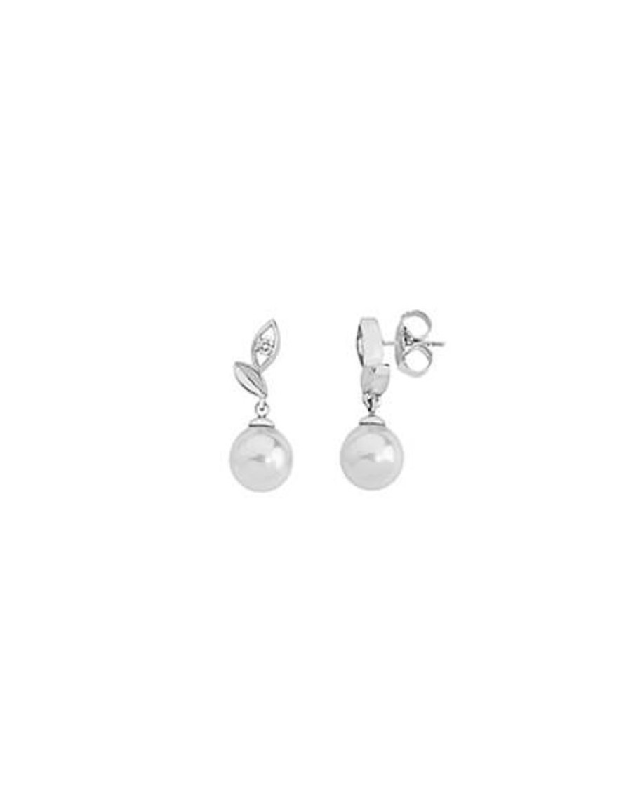 MAJORICA Earrings Selene Silver With 8Mm White Pearl And Zircons | Short Earrings