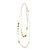 MAJORICA Algaida Golden Long Multiposition Necklace With Amber Murano Glass | Pearl Chain Necklaces