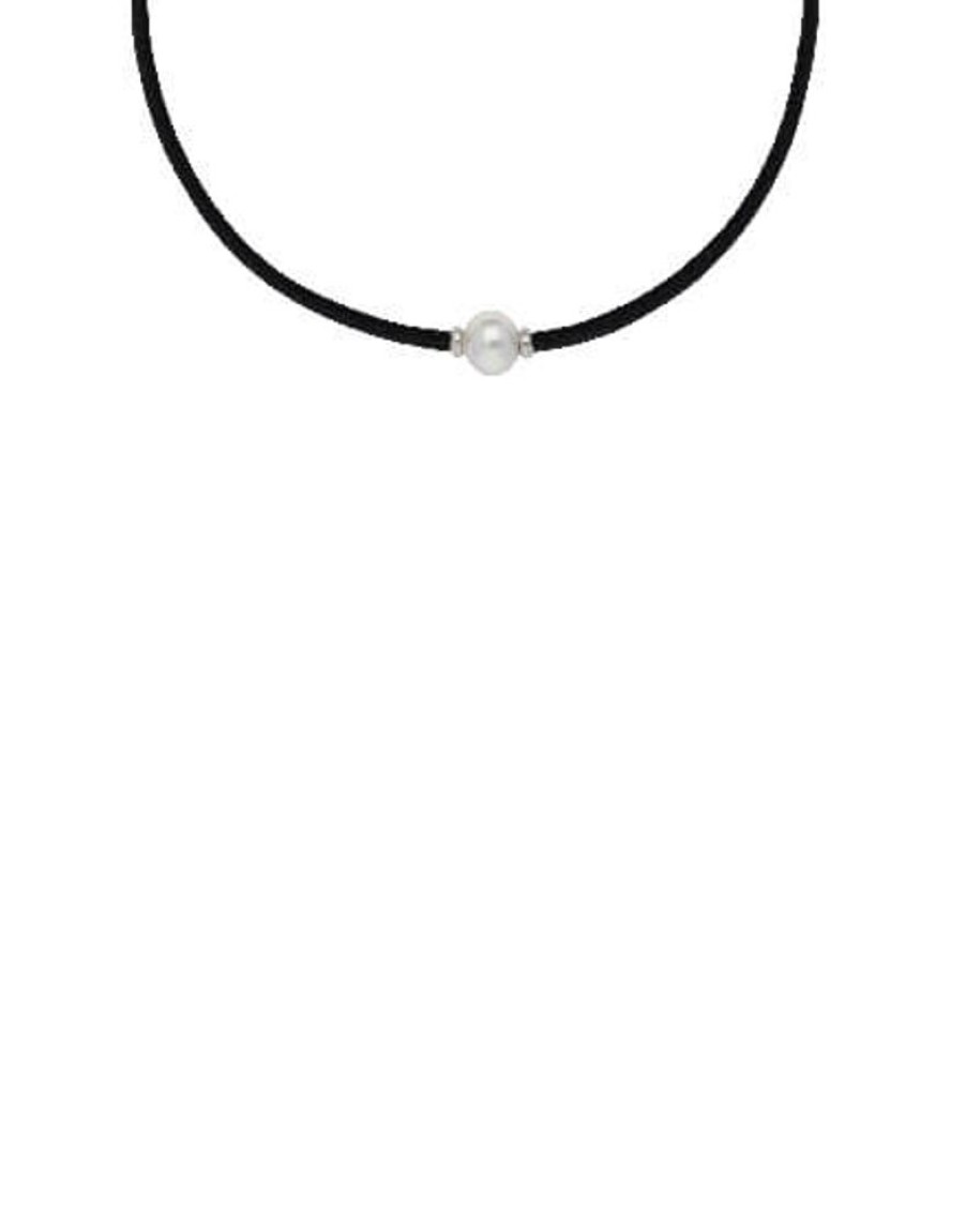 MAJORICA Sifnos Adjustable Uni Elastic Necklace Black | Pearl Chokers