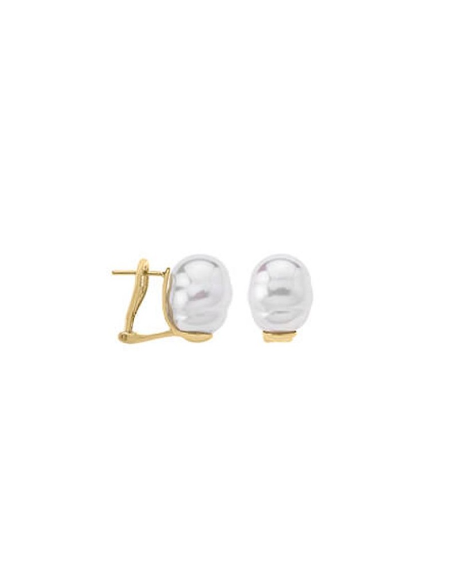 MAJORICA Earrings Tender Gold Plated With 12Mm White Baroque Pearl | Short Earrings