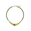 MAJORICA Feme Leather Necklace With White Pearl And Green Agate | Leather Necklaces