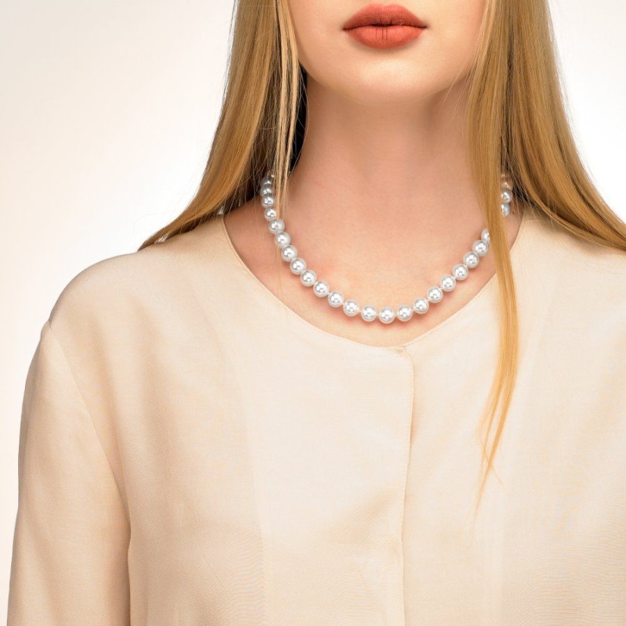 MAJORICA Silver Lyra Necklace 10Mm 45Cm | Long Pearl Necklaces