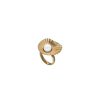 MAJORICA Large Le Palm Gold-Steel Ring With White Pearl | Large Pearl Rings