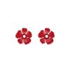 MAJORICA Santorini Large Flower Red Earrings In Silver | Short Earrings