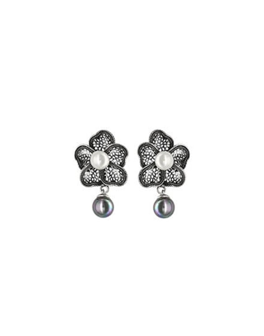 MAJORICA Filigree Flower Earrings Peregrina With Hanging Pearl | Pearl Drop Earrings