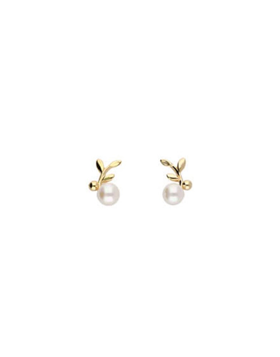 MAJORICA Romea Short Earrings In Gold-Plated Silver And White Pearl | Short Earrings