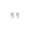 MAJORICA Romance Earrings With A Round Pearl And Cubic Zirconias | Bridal Earrings