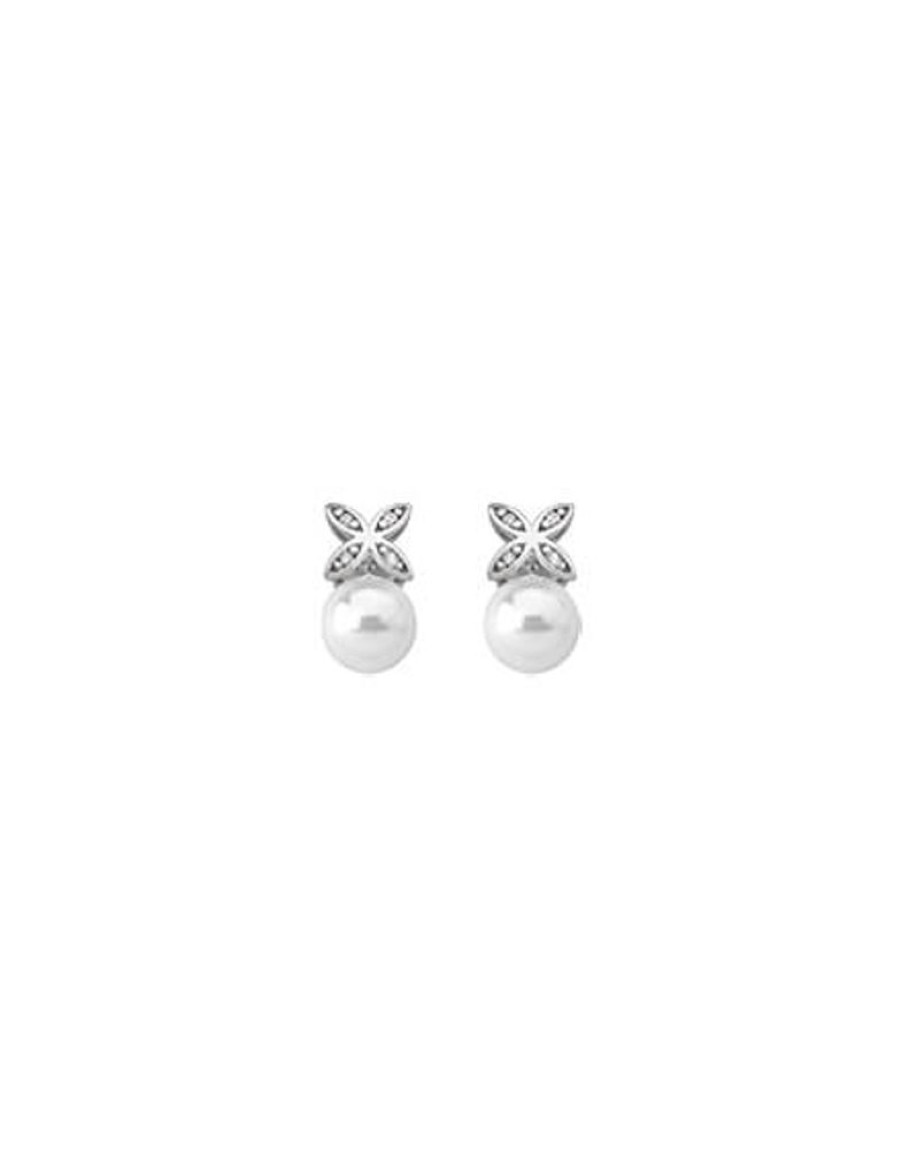 MAJORICA Romance Earrings With A Round Pearl And Cubic Zirconias | Bridal Earrings