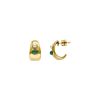 MAJORICA Gold Feme Small Hoop Earrings With Pearls And Green Agates | Pearl Hoop Earrings