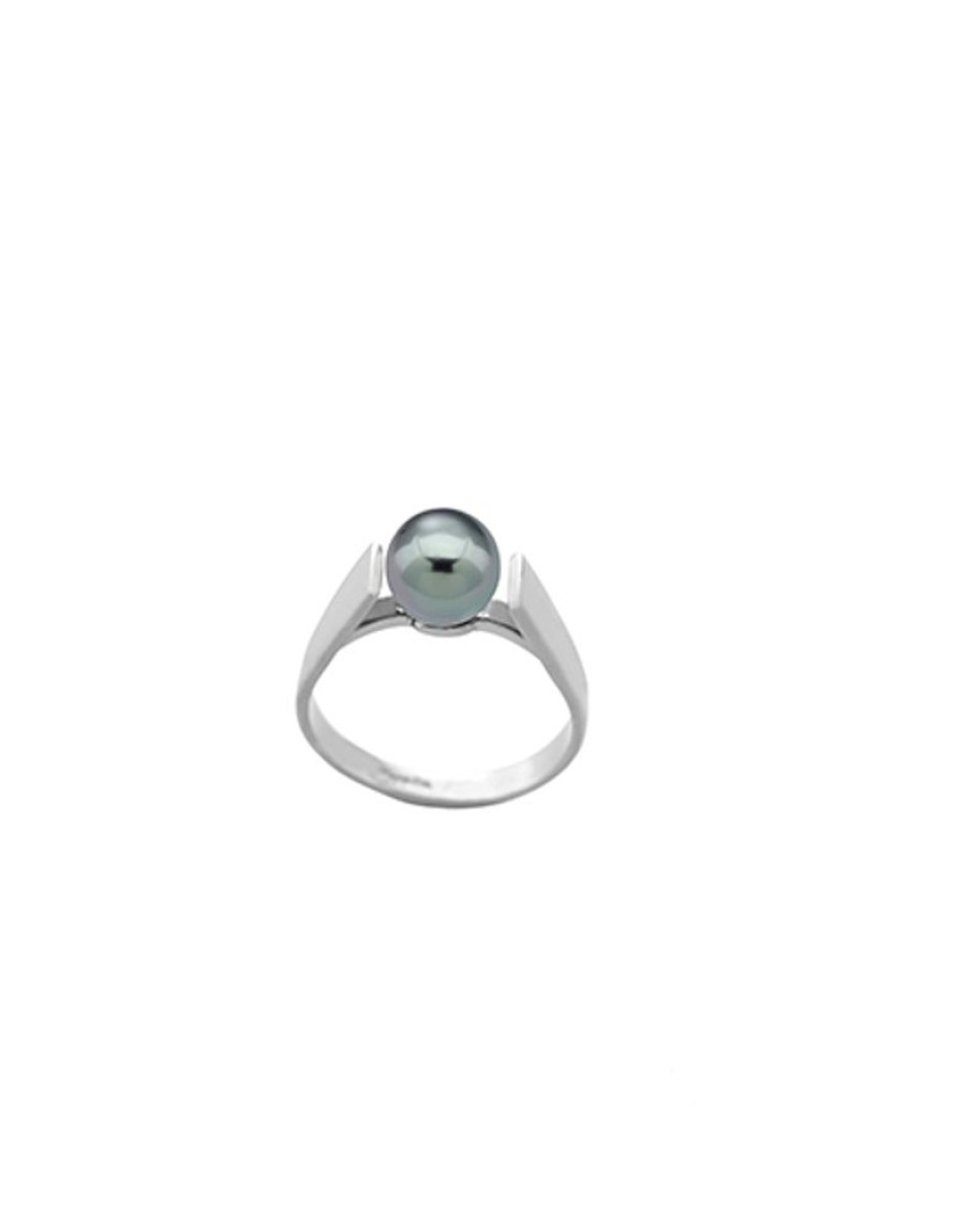 MAJORICA Silver Ring Nuada With 7Mm Gray Pearl | Pearl Engagement Rings