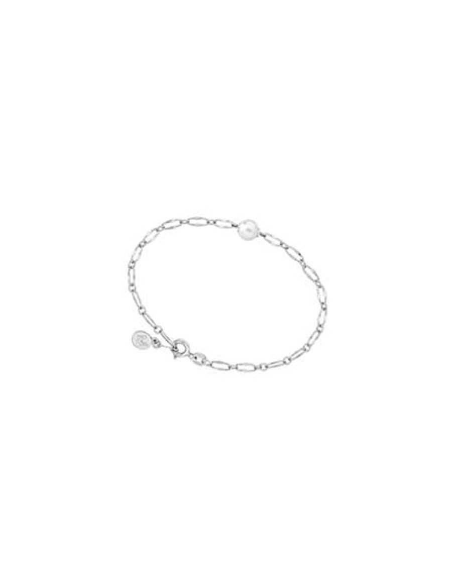 MAJORICA Silver Link Bracelet Cies With White Pearl | Chain Bracelets