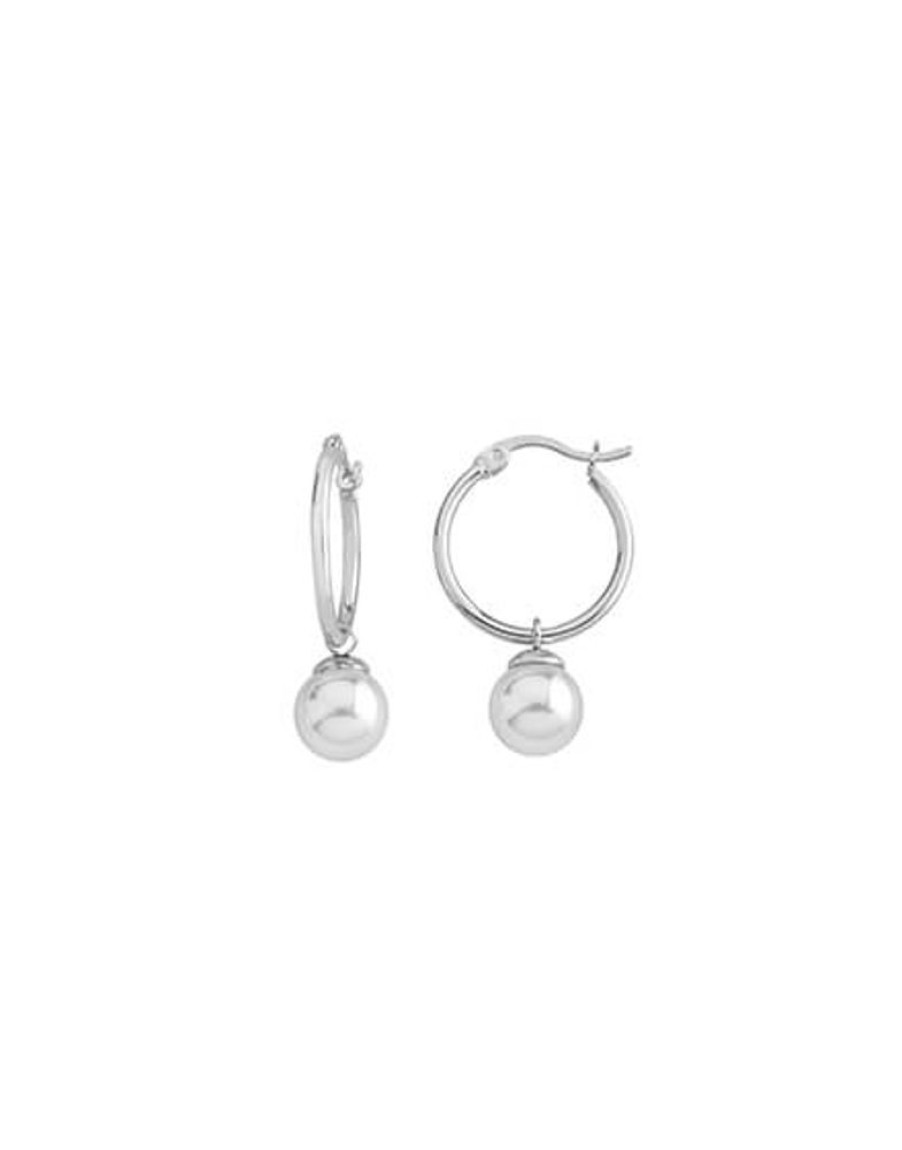 MAJORICA Anneau Hoop Earrings 26Mm Silver With Pearl | Pearl Hoop Earrings