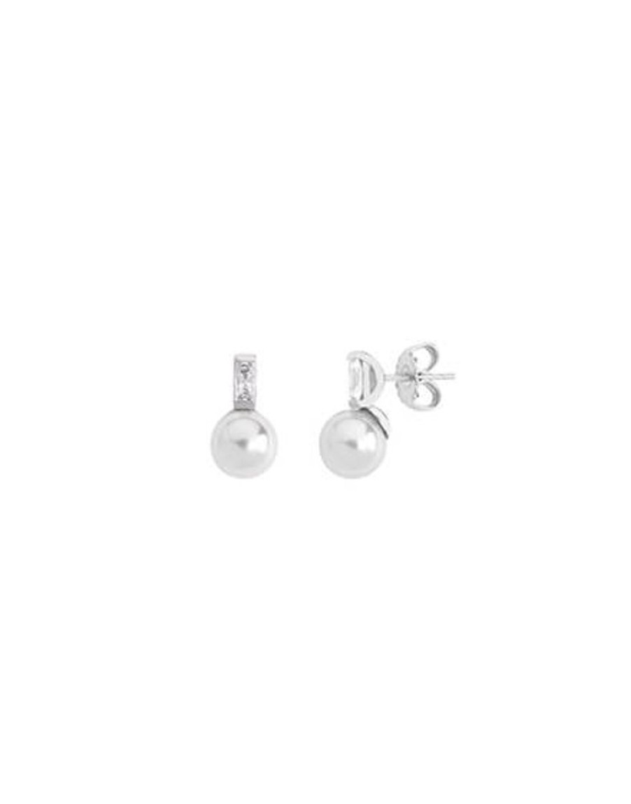 MAJORICA Silver Earrings Selene With 8Mm White Pearl And Zircons | Tu & Yo Earrings