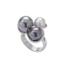 MAJORICA Silver Ring Galaxy With Multicoloured Pearl | Large Pearl Rings