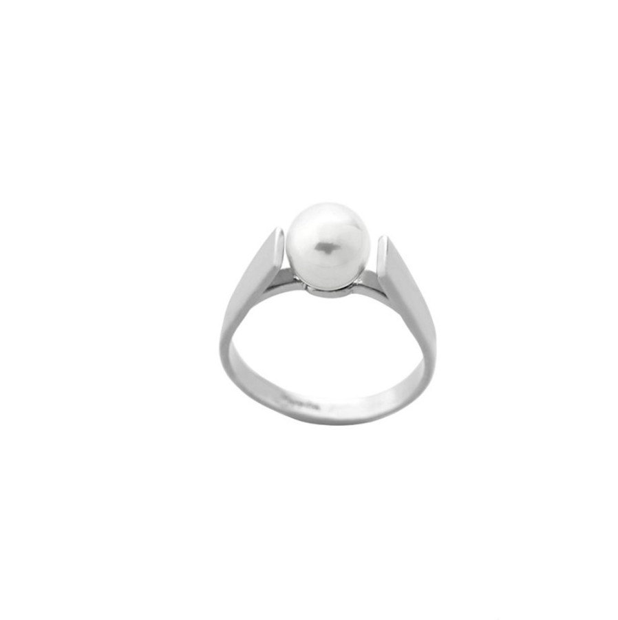 MAJORICA Silver Ring Nuada With 7Mm White Pearl | Pearl Engagement Rings