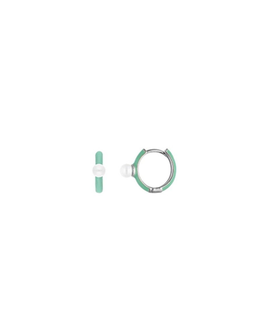 MAJORICA Mini 4 Mm Color Pop Pearl Turquoise Hoop Earrings | Pearl Hoop Earrings