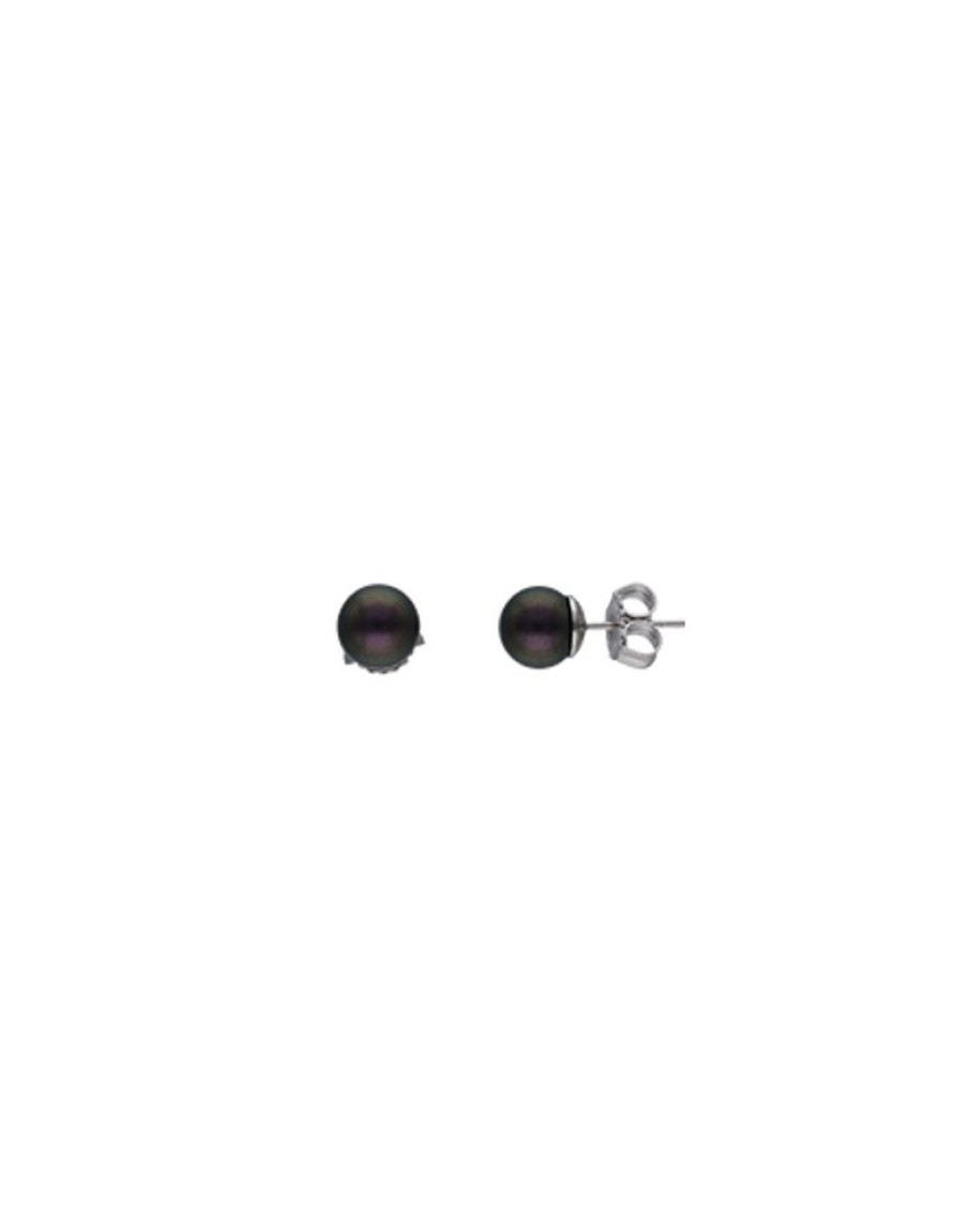 MAJORICA Earrings Lyra Silver With 8Mm Tahiti Pearl | Pearl Stud Earrings