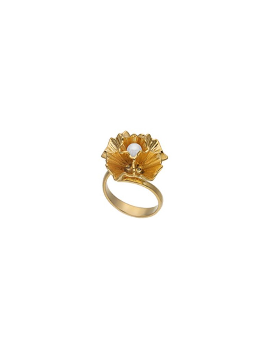 MAJORICA Adjustable Clavelina Ring With Round White Pearl | Large Pearl Rings