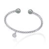 MAJORICA Steel Bangle Carmen With Gray Pearls | Bangle Bracelets