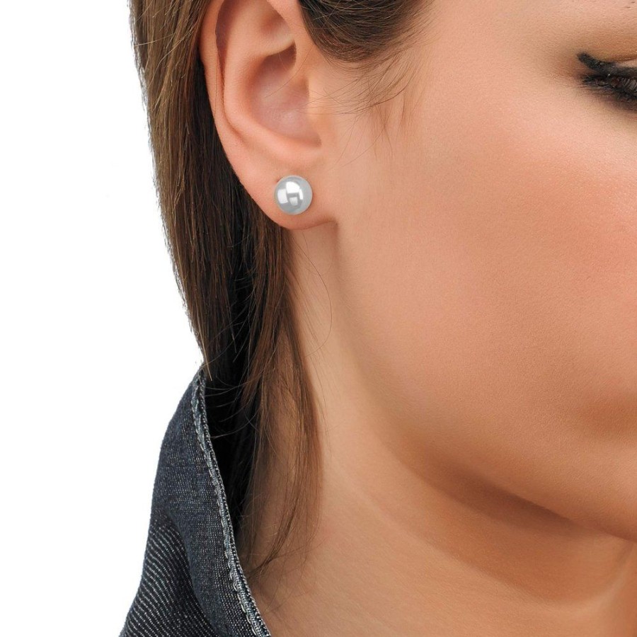 MAJORICA Earrings Lyra Silver With 9Mm White Pearl | Pearl Stud Earrings