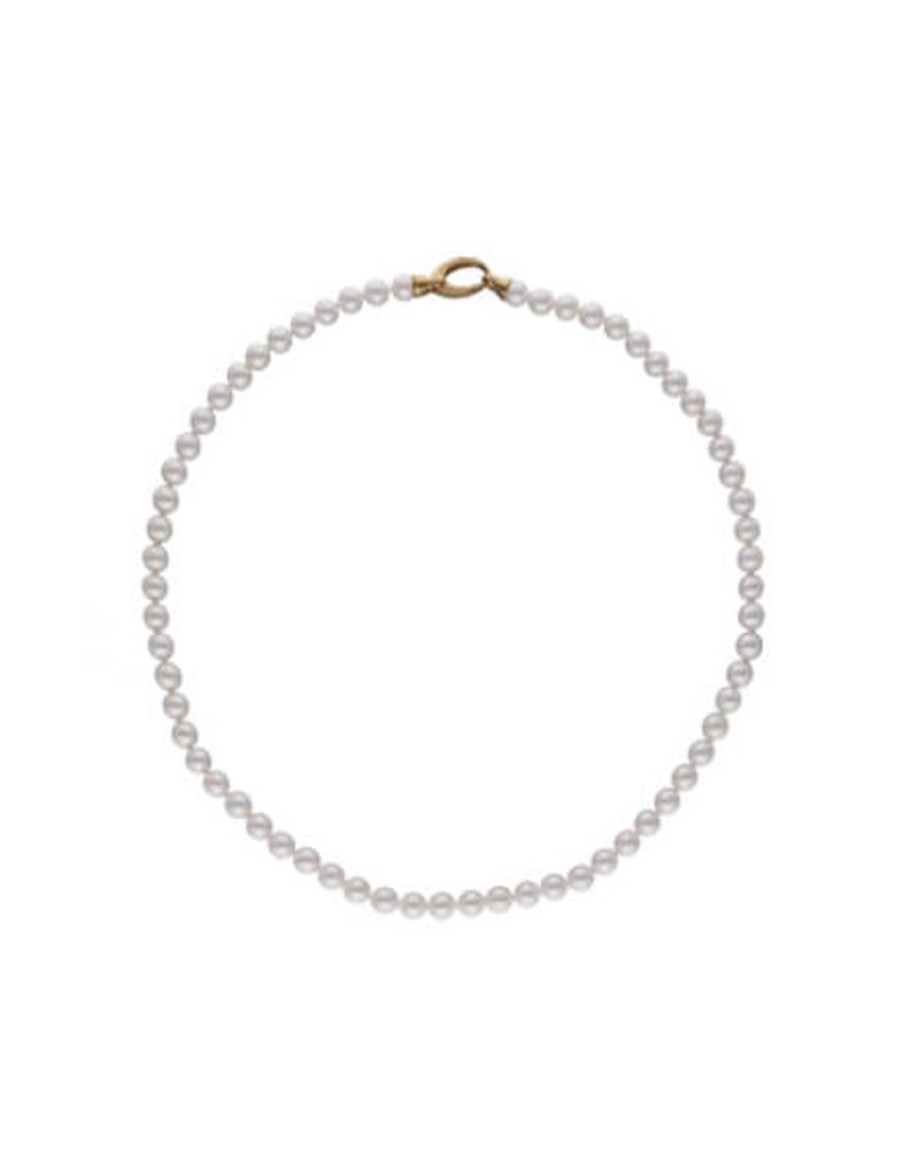 MAJORICA Golden Silver Necklace Lyra 7Mm 45Cm | Long Pearl Necklaces