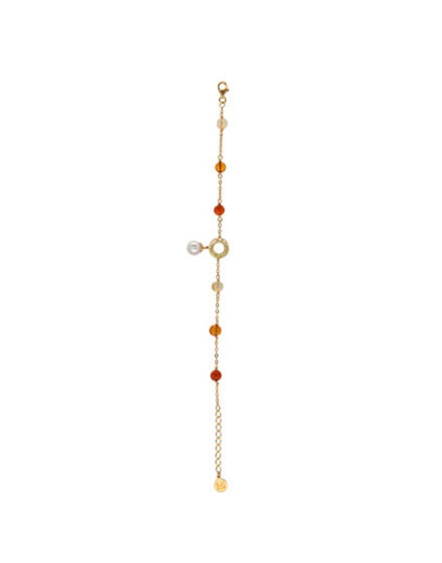 MAJORICA Algaida Bracelet With Round Pearl And Amber Murano Glass | Chain Bracelets