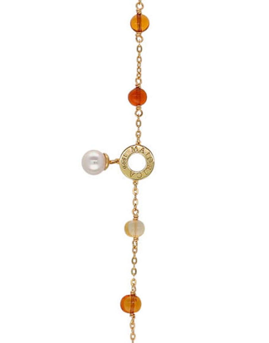 MAJORICA Algaida Bracelet With Round Pearl And Amber Murano Glass | Chain Bracelets