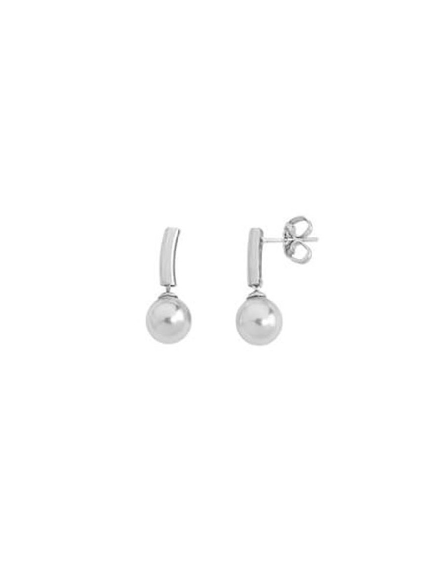 MAJORICA Silver Espiga Earrings With 8Mm Round White Pearl | Pearl Drop Earrings