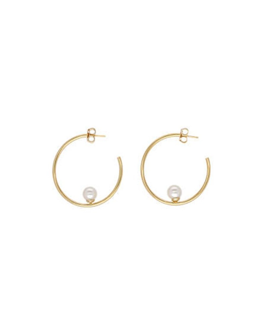 MAJORICA Alba Hoop Earrings Gold Plated | Pearl Hoop Earrings