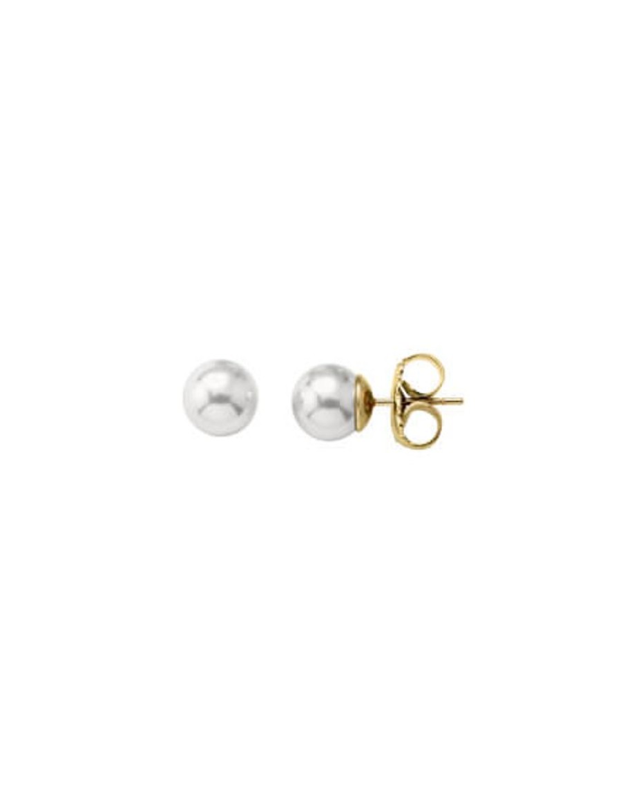 MAJORICA Earrings Lyra Gold Plated With 10Mm White Pearl | Pearl Stud Earrings