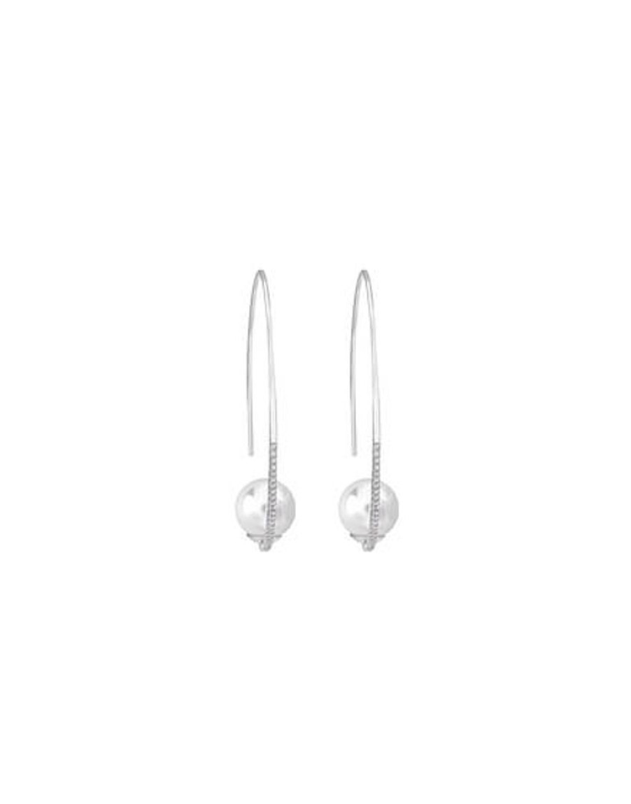 MAJORICA Earrings Isadora Steel With Zircons Small | Pearl Hoop Earrings